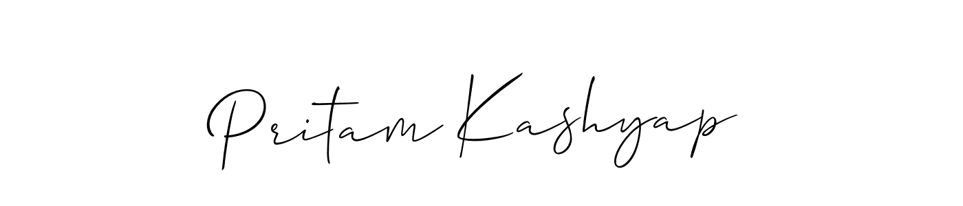 Make a beautiful signature design for name Pritam Kashyap. With this signature (Allison_Script) style, you can create a handwritten signature for free. Pritam Kashyap signature style 2 images and pictures png