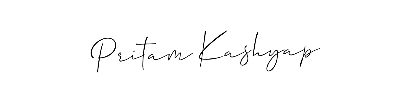 Make a beautiful signature design for name Pritam Kashyap. With this signature (Allison_Script) style, you can create a handwritten signature for free. Pritam Kashyap signature style 2 images and pictures png