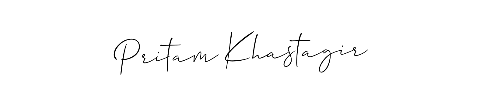 How to make Pritam Khastagir name signature. Use Allison_Script style for creating short signs online. This is the latest handwritten sign. Pritam Khastagir signature style 2 images and pictures png