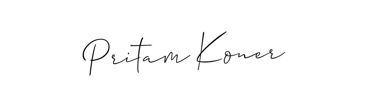 Allison_Script is a professional signature style that is perfect for those who want to add a touch of class to their signature. It is also a great choice for those who want to make their signature more unique. Get Pritam Koner name to fancy signature for free. Pritam Koner signature style 2 images and pictures png