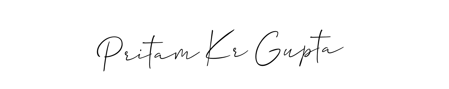 The best way (Allison_Script) to make a short signature is to pick only two or three words in your name. The name Pritam Kr Gupta include a total of six letters. For converting this name. Pritam Kr Gupta signature style 2 images and pictures png