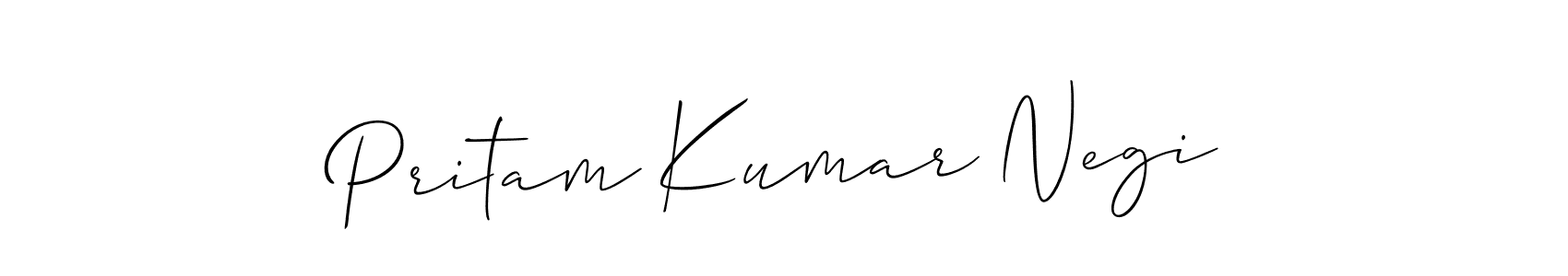 Design your own signature with our free online signature maker. With this signature software, you can create a handwritten (Allison_Script) signature for name Pritam Kumar Negi. Pritam Kumar Negi signature style 2 images and pictures png