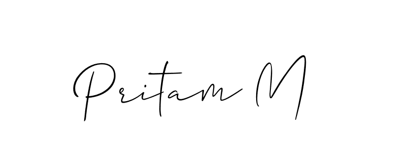 Create a beautiful signature design for name Pritam M. With this signature (Allison_Script) fonts, you can make a handwritten signature for free. Pritam M signature style 2 images and pictures png