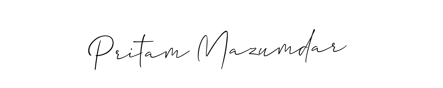 Allison_Script is a professional signature style that is perfect for those who want to add a touch of class to their signature. It is also a great choice for those who want to make their signature more unique. Get Pritam Mazumdar name to fancy signature for free. Pritam Mazumdar signature style 2 images and pictures png