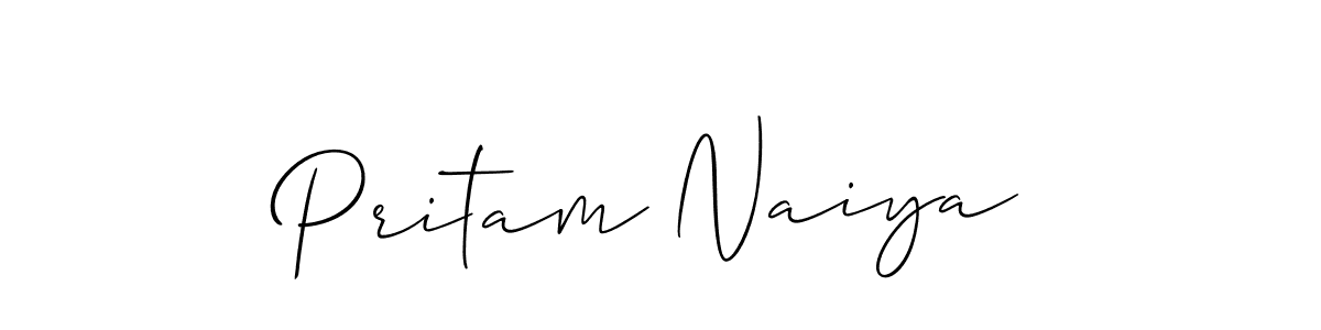 How to make Pritam Naiya name signature. Use Allison_Script style for creating short signs online. This is the latest handwritten sign. Pritam Naiya signature style 2 images and pictures png