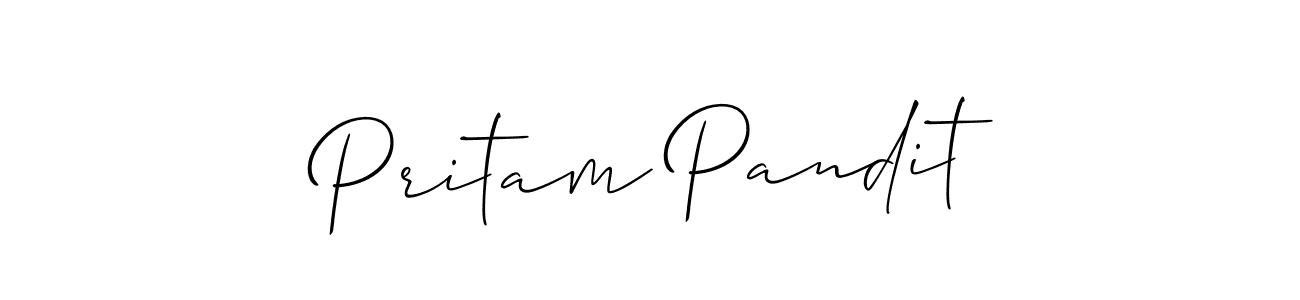 Pritam Pandit stylish signature style. Best Handwritten Sign (Allison_Script) for my name. Handwritten Signature Collection Ideas for my name Pritam Pandit. Pritam Pandit signature style 2 images and pictures png