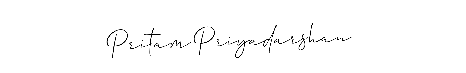 Make a beautiful signature design for name Pritam Priyadarshan. With this signature (Allison_Script) style, you can create a handwritten signature for free. Pritam Priyadarshan signature style 2 images and pictures png