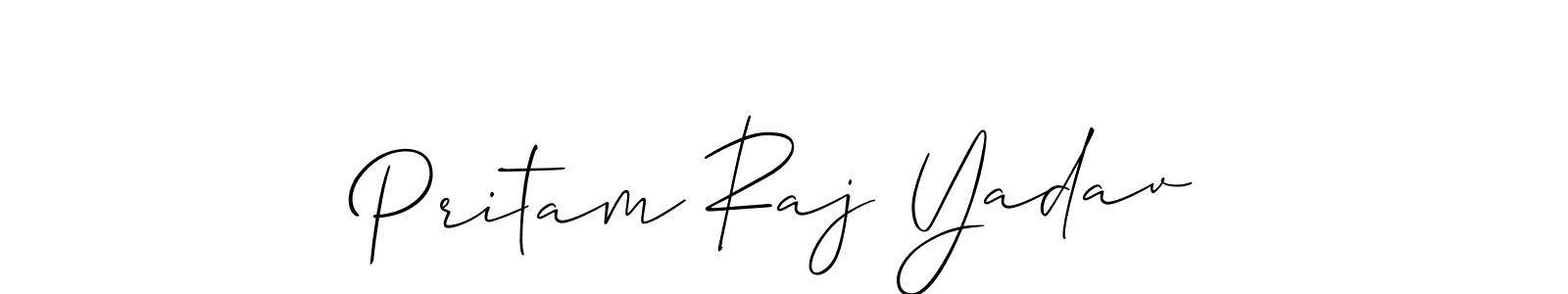 How to make Pritam Raj Yadav name signature. Use Allison_Script style for creating short signs online. This is the latest handwritten sign. Pritam Raj Yadav signature style 2 images and pictures png