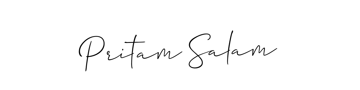 Make a short Pritam Salam signature style. Manage your documents anywhere anytime using Allison_Script. Create and add eSignatures, submit forms, share and send files easily. Pritam Salam signature style 2 images and pictures png