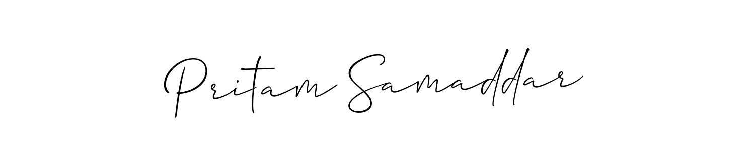 How to make Pritam Samaddar name signature. Use Allison_Script style for creating short signs online. This is the latest handwritten sign. Pritam Samaddar signature style 2 images and pictures png