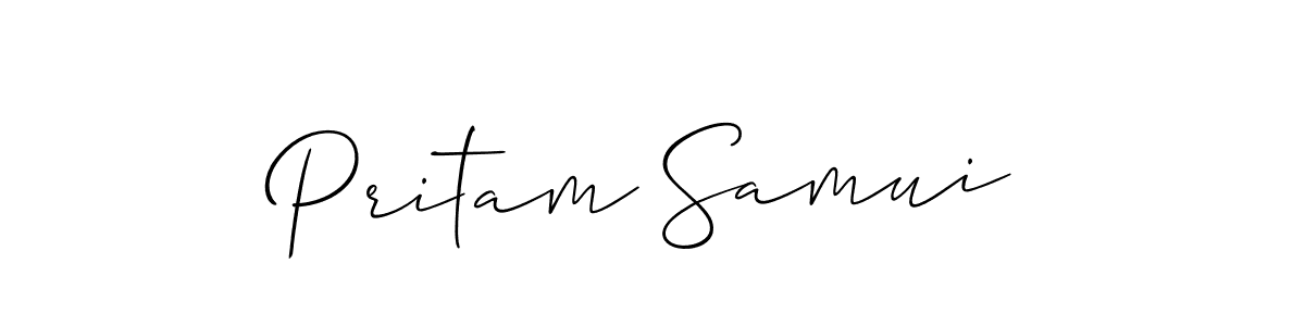 Allison_Script is a professional signature style that is perfect for those who want to add a touch of class to their signature. It is also a great choice for those who want to make their signature more unique. Get Pritam Samui name to fancy signature for free. Pritam Samui signature style 2 images and pictures png