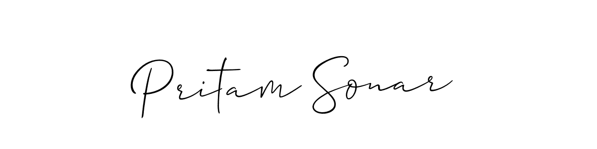 Create a beautiful signature design for name Pritam Sonar. With this signature (Allison_Script) fonts, you can make a handwritten signature for free. Pritam Sonar signature style 2 images and pictures png