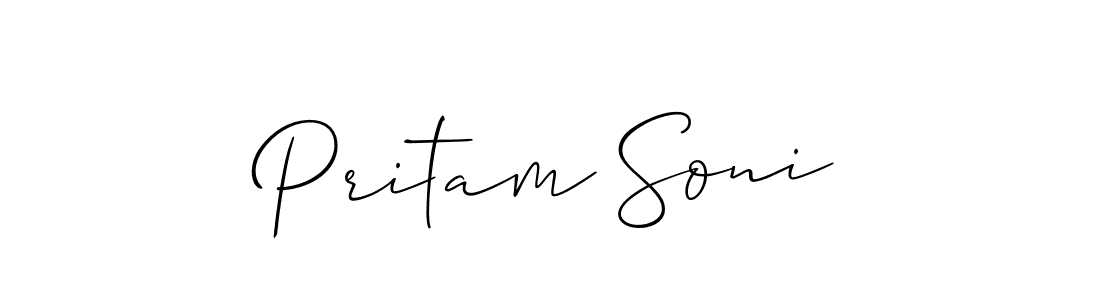 This is the best signature style for the Pritam Soni name. Also you like these signature font (Allison_Script). Mix name signature. Pritam Soni signature style 2 images and pictures png