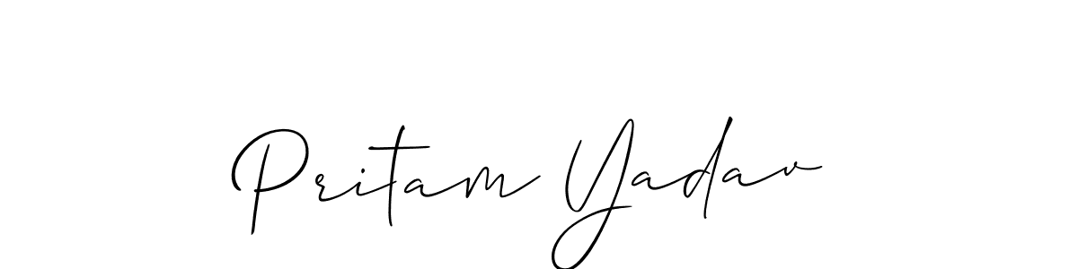 Make a beautiful signature design for name Pritam Yadav. With this signature (Allison_Script) style, you can create a handwritten signature for free. Pritam Yadav signature style 2 images and pictures png