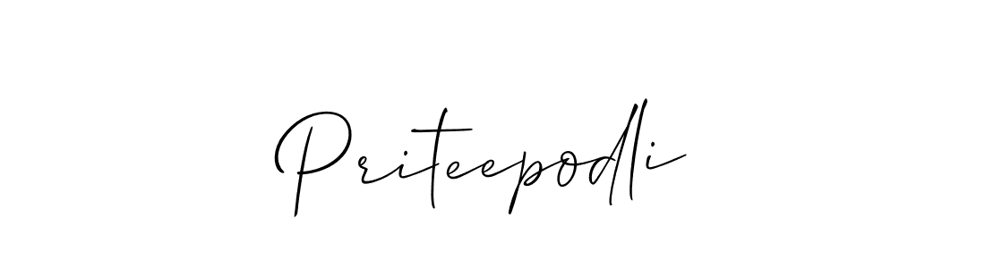 if you are searching for the best signature style for your name Priteepodli. so please give up your signature search. here we have designed multiple signature styles  using Allison_Script. Priteepodli signature style 2 images and pictures png