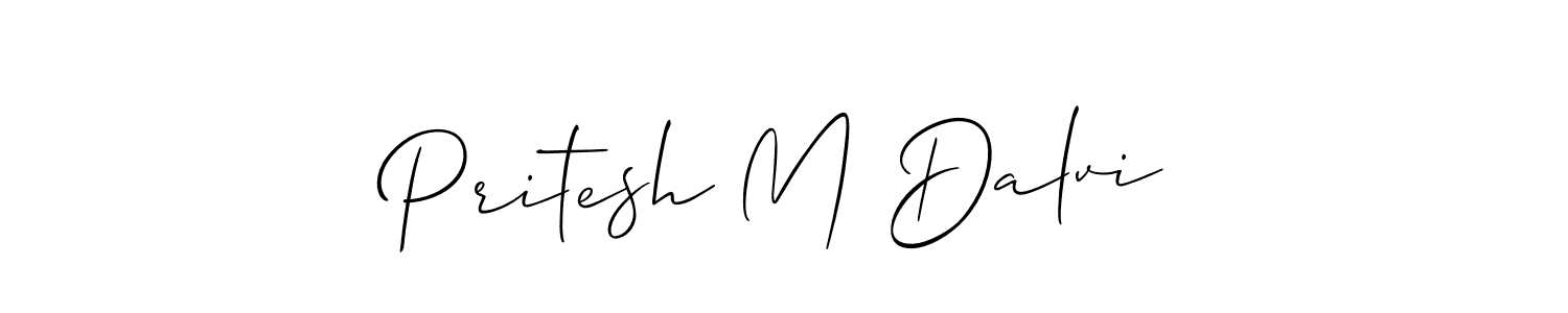 Allison_Script is a professional signature style that is perfect for those who want to add a touch of class to their signature. It is also a great choice for those who want to make their signature more unique. Get Pritesh M Dalvi name to fancy signature for free. Pritesh M Dalvi signature style 2 images and pictures png