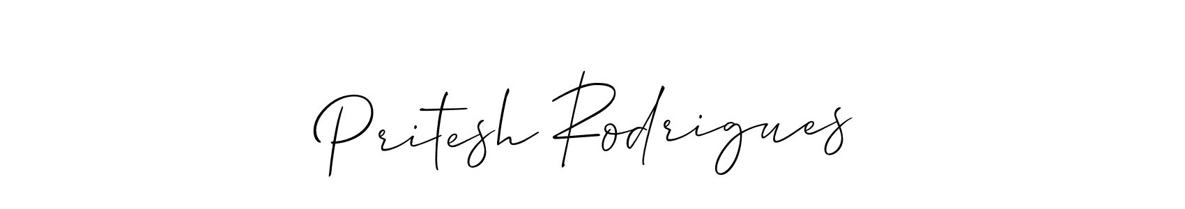 How to make Pritesh Rodrigues signature? Allison_Script is a professional autograph style. Create handwritten signature for Pritesh Rodrigues name. Pritesh Rodrigues signature style 2 images and pictures png