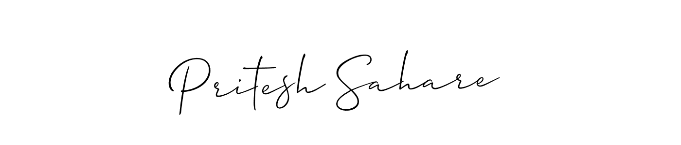 Allison_Script is a professional signature style that is perfect for those who want to add a touch of class to their signature. It is also a great choice for those who want to make their signature more unique. Get Pritesh Sahare name to fancy signature for free. Pritesh Sahare signature style 2 images and pictures png