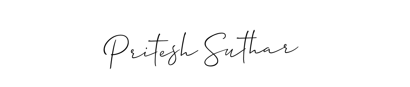 Also we have Pritesh Suthar name is the best signature style. Create professional handwritten signature collection using Allison_Script autograph style. Pritesh Suthar signature style 2 images and pictures png