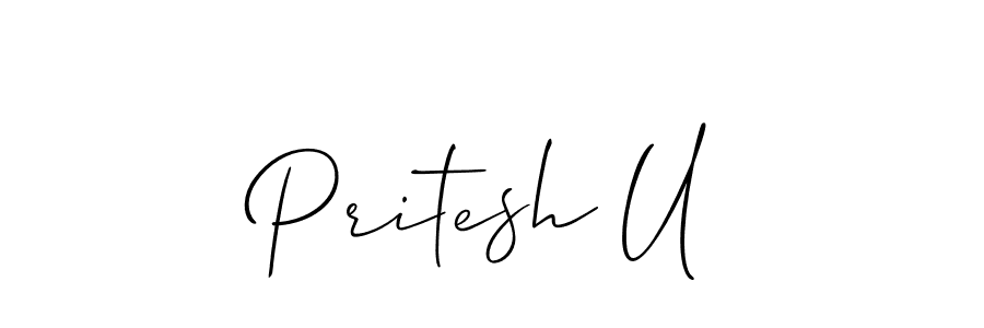 Pritesh U stylish signature style. Best Handwritten Sign (Allison_Script) for my name. Handwritten Signature Collection Ideas for my name Pritesh U. Pritesh U signature style 2 images and pictures png