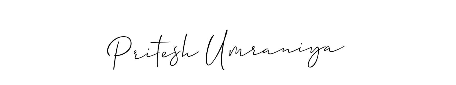 Allison_Script is a professional signature style that is perfect for those who want to add a touch of class to their signature. It is also a great choice for those who want to make their signature more unique. Get Pritesh Umraniya name to fancy signature for free. Pritesh Umraniya signature style 2 images and pictures png