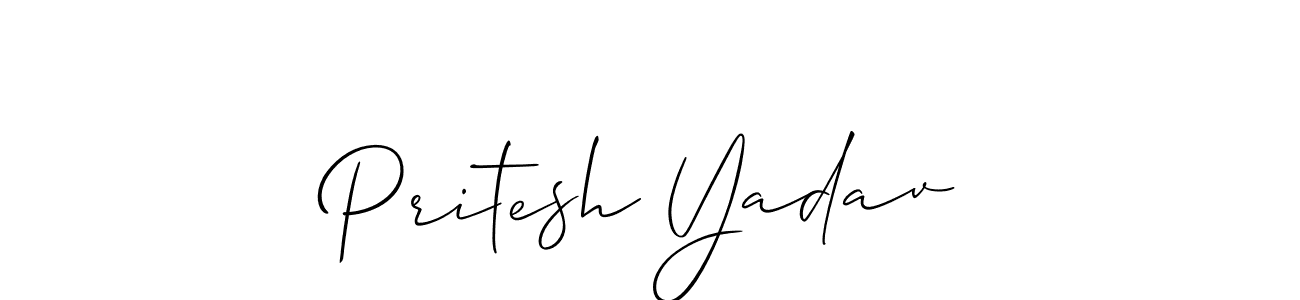 The best way (Allison_Script) to make a short signature is to pick only two or three words in your name. The name Pritesh Yadav include a total of six letters. For converting this name. Pritesh Yadav signature style 2 images and pictures png