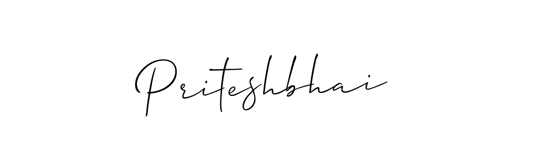 Make a beautiful signature design for name Priteshbhai. With this signature (Allison_Script) style, you can create a handwritten signature for free. Priteshbhai signature style 2 images and pictures png