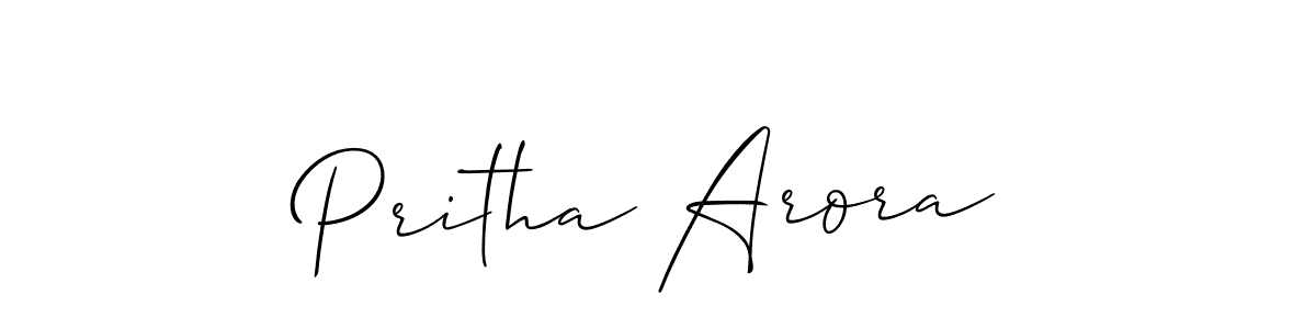 Also we have Pritha Arora name is the best signature style. Create professional handwritten signature collection using Allison_Script autograph style. Pritha Arora signature style 2 images and pictures png