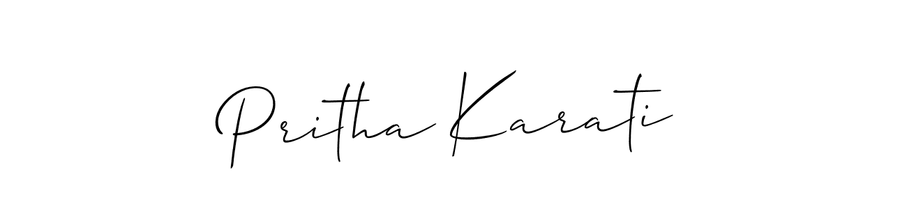 Make a beautiful signature design for name Pritha Karati. With this signature (Allison_Script) style, you can create a handwritten signature for free. Pritha Karati signature style 2 images and pictures png
