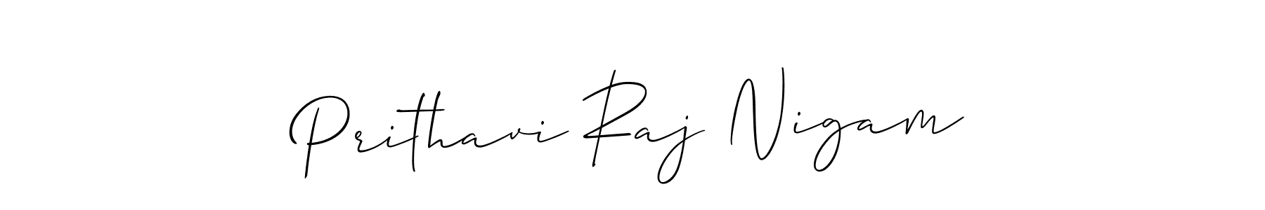Prithavi Raj Nigam stylish signature style. Best Handwritten Sign (Allison_Script) for my name. Handwritten Signature Collection Ideas for my name Prithavi Raj Nigam. Prithavi Raj Nigam signature style 2 images and pictures png