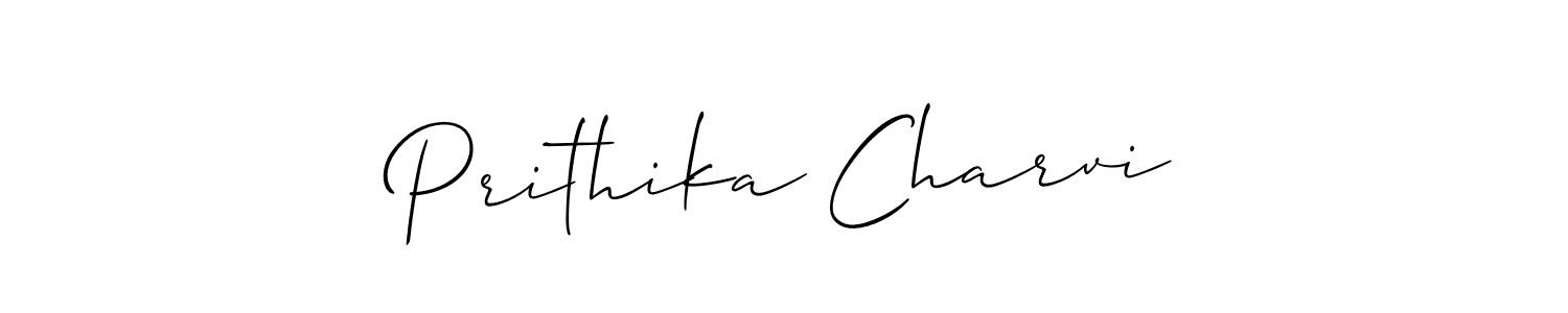 You should practise on your own different ways (Allison_Script) to write your name (Prithika Charvi) in signature. don't let someone else do it for you. Prithika Charvi signature style 2 images and pictures png