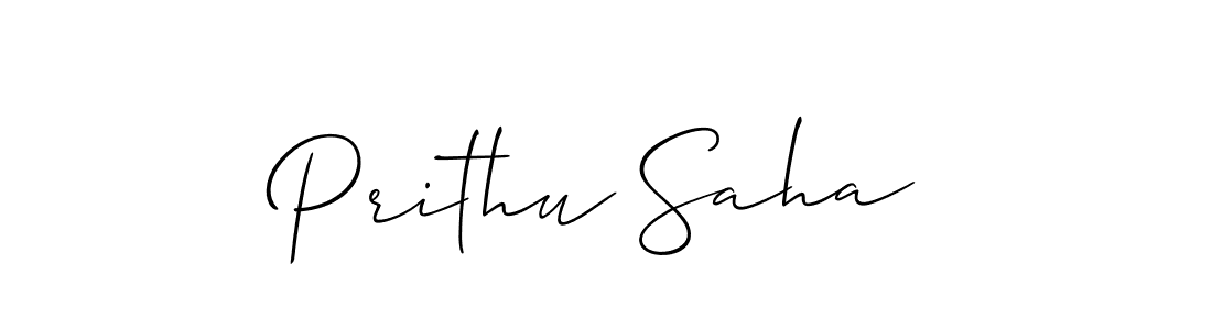 The best way (Allison_Script) to make a short signature is to pick only two or three words in your name. The name Prithu Saha include a total of six letters. For converting this name. Prithu Saha signature style 2 images and pictures png