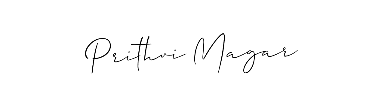 Prithvi Magar stylish signature style. Best Handwritten Sign (Allison_Script) for my name. Handwritten Signature Collection Ideas for my name Prithvi Magar. Prithvi Magar signature style 2 images and pictures png