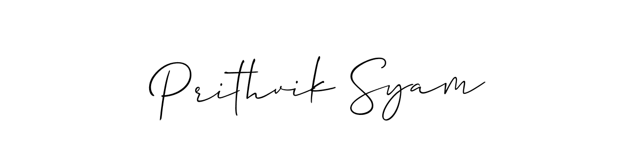 Allison_Script is a professional signature style that is perfect for those who want to add a touch of class to their signature. It is also a great choice for those who want to make their signature more unique. Get Prithvik Syam name to fancy signature for free. Prithvik Syam signature style 2 images and pictures png