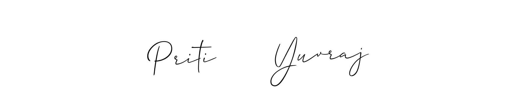 This is the best signature style for the Priti       Yuvraj name. Also you like these signature font (Allison_Script). Mix name signature. Priti       Yuvraj signature style 2 images and pictures png