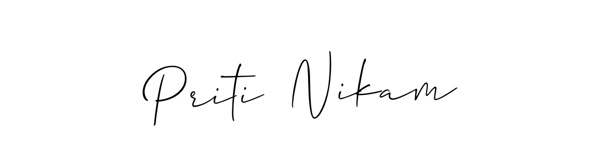 Similarly Allison_Script is the best handwritten signature design. Signature creator online .You can use it as an online autograph creator for name Priti  Nikam. Priti  Nikam signature style 2 images and pictures png