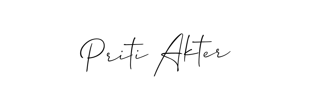 Make a beautiful signature design for name Priti Akter. With this signature (Allison_Script) style, you can create a handwritten signature for free. Priti Akter signature style 2 images and pictures png