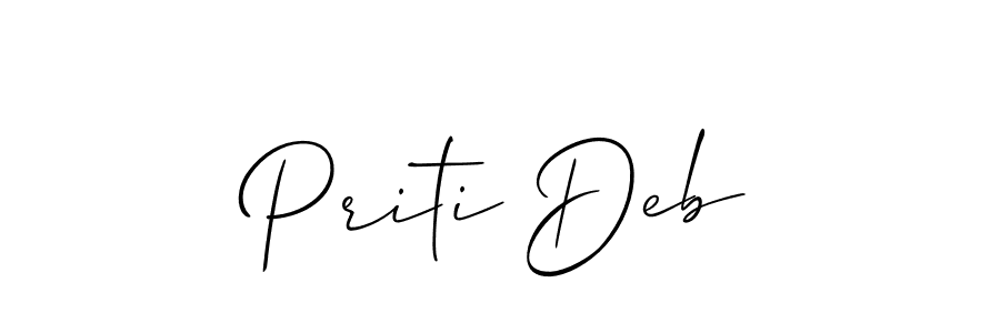 How to make Priti Deb name signature. Use Allison_Script style for creating short signs online. This is the latest handwritten sign. Priti Deb signature style 2 images and pictures png