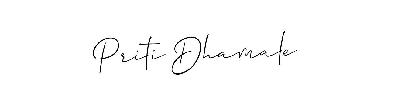 How to make Priti Dhamale name signature. Use Allison_Script style for creating short signs online. This is the latest handwritten sign. Priti Dhamale signature style 2 images and pictures png