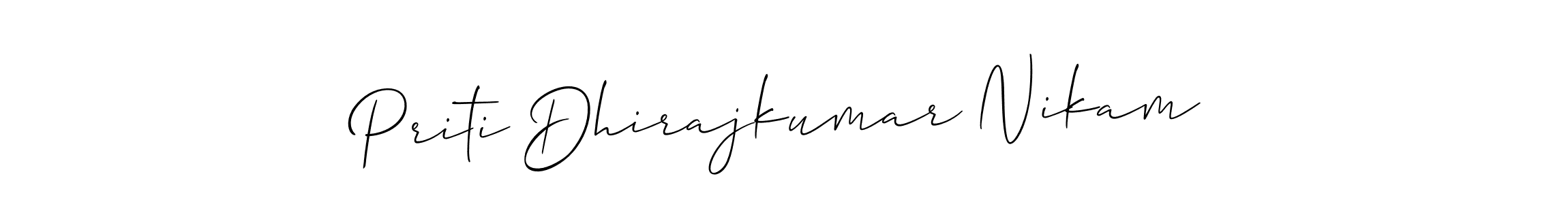 Also You can easily find your signature by using the search form. We will create Priti Dhirajkumar Nikam name handwritten signature images for you free of cost using Allison_Script sign style. Priti Dhirajkumar Nikam signature style 2 images and pictures png