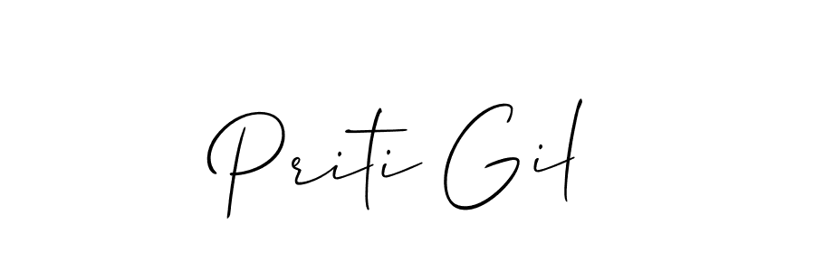 Use a signature maker to create a handwritten signature online. With this signature software, you can design (Allison_Script) your own signature for name Priti Gil. Priti Gil signature style 2 images and pictures png