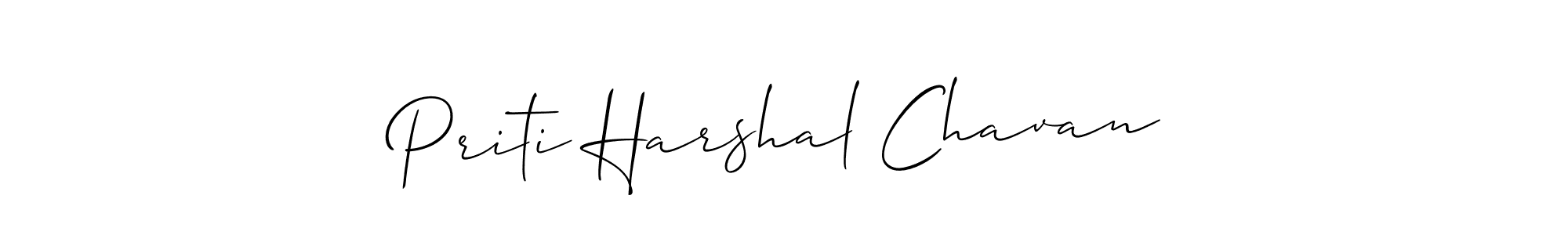 How to make Priti Harshal Chavan name signature. Use Allison_Script style for creating short signs online. This is the latest handwritten sign. Priti Harshal Chavan signature style 2 images and pictures png