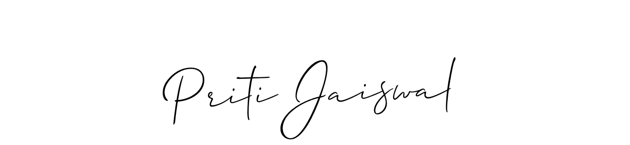 The best way (Allison_Script) to make a short signature is to pick only two or three words in your name. The name Priti Jaiswal include a total of six letters. For converting this name. Priti Jaiswal signature style 2 images and pictures png