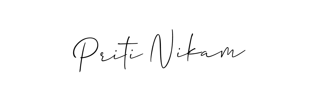 Allison_Script is a professional signature style that is perfect for those who want to add a touch of class to their signature. It is also a great choice for those who want to make their signature more unique. Get Priti Nikam name to fancy signature for free. Priti Nikam signature style 2 images and pictures png
