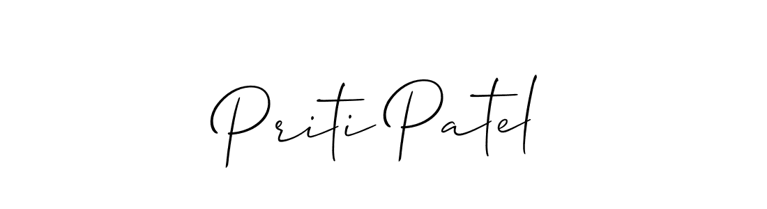 How to make Priti Patel name signature. Use Allison_Script style for creating short signs online. This is the latest handwritten sign. Priti Patel signature style 2 images and pictures png