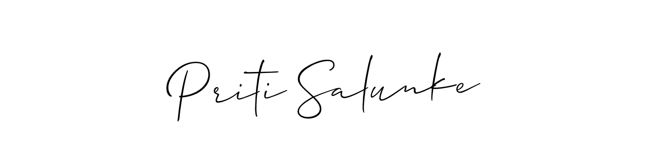 Similarly Allison_Script is the best handwritten signature design. Signature creator online .You can use it as an online autograph creator for name Priti Salunke. Priti Salunke signature style 2 images and pictures png