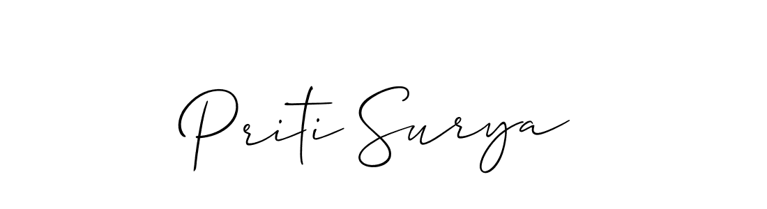 Make a short Priti Surya signature style. Manage your documents anywhere anytime using Allison_Script. Create and add eSignatures, submit forms, share and send files easily. Priti Surya signature style 2 images and pictures png