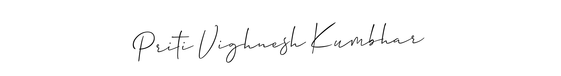 Make a beautiful signature design for name Priti Vighnesh Kumbhar. With this signature (Allison_Script) style, you can create a handwritten signature for free. Priti Vighnesh Kumbhar signature style 2 images and pictures png