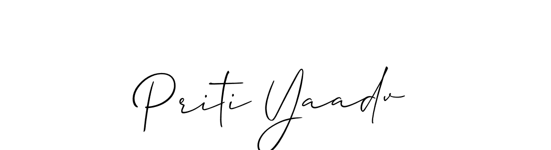 Use a signature maker to create a handwritten signature online. With this signature software, you can design (Allison_Script) your own signature for name Priti Yaadv. Priti Yaadv signature style 2 images and pictures png