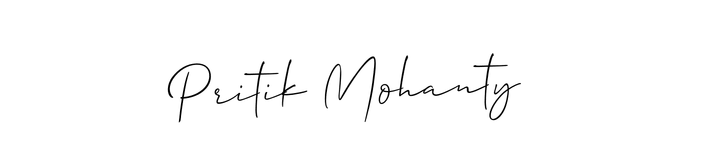 The best way (Allison_Script) to make a short signature is to pick only two or three words in your name. The name Pritik Mohanty include a total of six letters. For converting this name. Pritik Mohanty signature style 2 images and pictures png